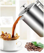 Double Wall Tea Maker Pot Large Capacity Espresso Coffee Machine French Press Coffee Maker Coffee Percolator Pot Stainless Steel - Image 3