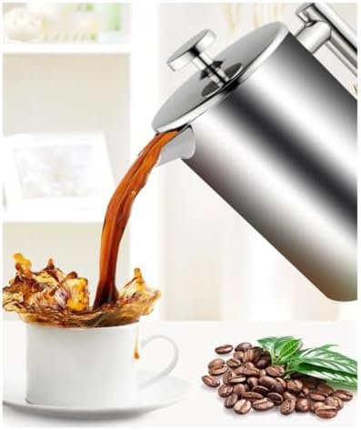 Double Wall Tea Maker Pot Large Capacity Espresso Coffee Machine French Press Coffee Maker Coffee Percolator Pot Stainless Steel - Image 3