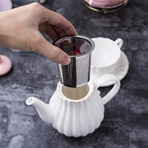Jusalpha Fine China Pink Teapot and Creamer Sugar Bowl Set, TW (White) - Image 5
