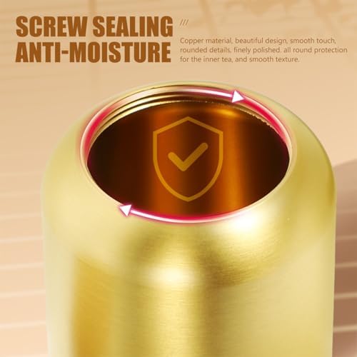 Brass Tea Tin with Lid, Portable Airtight Canister for Loose Leaves - Image 5