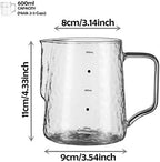 High Borosilicate Glass Milk Frothing Pitcher with Measurement,20oz/600ml Hammer Heat Resistant Coffee Latte Art Steaming Barista Jug,Stovetop & Microwave Safe Transparent Handle(work stove) - Image 2