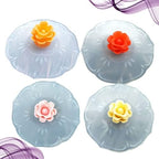 Hemoton Food Grade Silicone Cup Lids 8pcs Rose Flower Mug Covers Leakproof Cup Cover Airtight Seal Drink Cup Cover Hot Cup Lids for Coffee Tea Random Color - Image 3