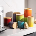 Sweejar Ceramic Food Storage Jar, Stackable Kitchen Canisters, Containers with Airtight Seal Wooden Lid for Serving Coffee Bean, Flour, Tea, Cookies, Spice and More - 58 Fl Oz (Gradient Orange) - Image 5