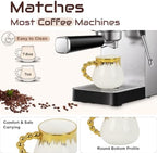Espresso Cups Set of 6, 8 oz Ceramic Coffee Cup and Saucer Set with Spoons, Gold Trim Coffee Cup Mugs for Latte, Mocha, Tea, Au Lait, Flat White, Dishwasher & Microwave Safe - Image 3
