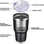DOMICARE 30 oz Tumbler with Lid and Straw, Stainless Steel Tumblers Bulk, Insulated Vacuum Double Wall Travel Coffee Mug, Durable Powder Coated Tumbler Cups (Black, 4) - Image 4