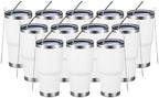 MEWAY 30oz Insulated Tumbler With Lids and Straws,Stainless Steel Double Vacuum Coffee Tumbler Cup, Brush, Durable Powder Coated Coffee Cup for Cold & Hot Drinks, Office, Travel(White,12 PACK) by MEWAY