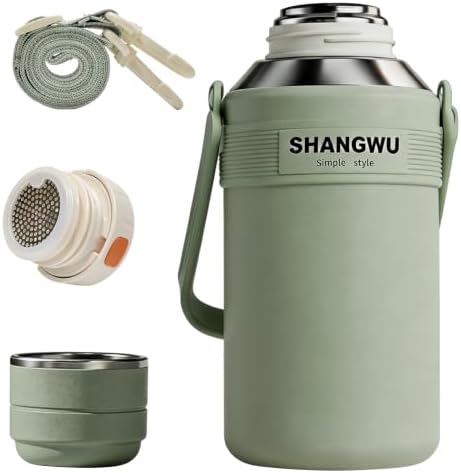 1200ml insulated tumbler with shoulder strap,Food Grade Stainless Steel Vacuum Travel Cup, 24H Hot Cold for Camping Sports Outdoor(Grass Green,40OZ 316 Stainless Steel Vacuum Insulated Water Bottle) by Unknown