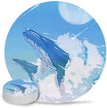 Blue Whale Drink Coasters Set of 4, Absorbent Round Ceramic Coasters for Desk, Clouds Natural Landscape Cup Mats for Home Kitchen Office Party Coffee Table Decoration Supplies by Unknown
