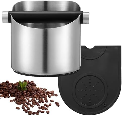 Stainless Steel Coffee Knock Box and Non-slip Base with Removable Bar by Healifty