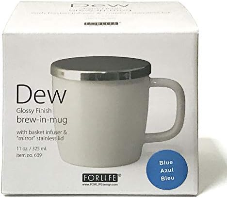 FORLIFE Dew Glossy Finish Brew-In-Mug with Basket Infuser &"Mirror" Stainless Lid 11 oz. (Blue) - Image 4