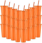 Amyhill 24 Pcs 24 oz Reusable Cups with Lids and Straws, Fluorescent Orange by Amyhill