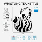 Whistling Tea Kettle for Stove Top Enamel on Steel Teakettle, Supreme Housewares Zebra Design Teapot Water Kettle Cute Kitchen Accessories Teteras (2.1 Quart, Zebra) - Image 3