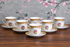 Porcelain Tea Set - White and Vintage Rose Floral Design, 12 Piece Set - Image 5