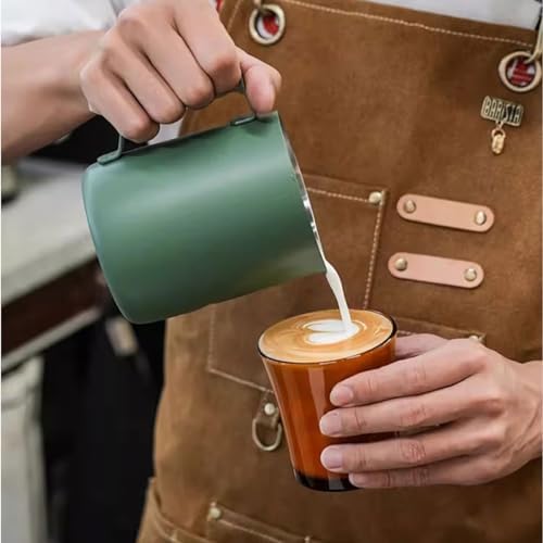 Milk Frother Cup 12oz/20oz Milk Frothing Pitcher Stainless Steel Milk Steaming Pitcher,Espresso Pitcher for Coffee Latte Art,Premium Barista Tools (Color : Green, Size : 600ml/20oz) - Image 2