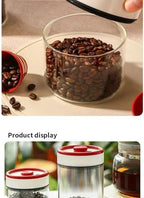 Press Type Vacuum Sealed Glass Canister, Evacuated Storage Bottle for Coffee Bean, Tea and Dry Food, Household Preservation Container (1800ML C4533D) - Image 3