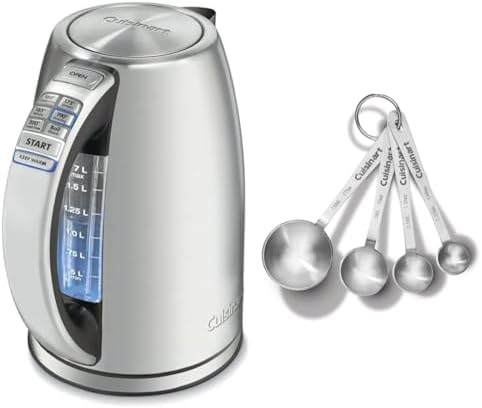 Cuisinart 1.7-Liter Stainless Steel Cordless Electric Kettle with 6 Preset Temperatures & CTG-00-SMP Stainless Steel Measuring Spoons, Set of 4,Silver by Unknown