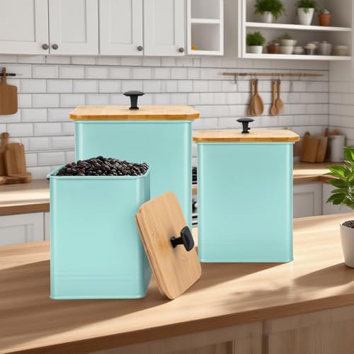 Kitchen Canisters Set of 3, Metal Flour Sugar Storage Containers with Airtight Lids-Canisters Sets for Kitchen with Customizable Chalkboard Labels & Marker Pen-Spice, Coffee Storage Jars(Blue) - Image 7