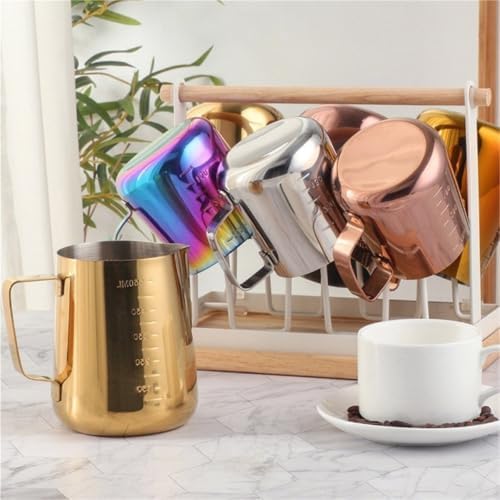 Milk Frother Cup Stainless Steel 350/550ml Espresso Coffee Pull Flower Milk Mugs Cup Stainless Steel Craft Latte Art Jug Pitcher Mug(350ml colorful) - Image 2