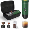 Portable Coffee Maker for Travel & Camping, Portable Espresso Maker with Bag, Rechargeable Cordless Battery Operated Coffee Makers for Ground Coffee, NS Capsule RV, Hiking, Office(Green) by Unknown