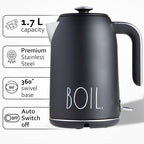 Rae Dunn Electric Hot Water Kettle - Stainless Steel Coffee Maker, Tea Kettle, Swivel Base, With Automatic Shut Off Boil-Dry Protection, Easy Pour Pitcher, 1500 Watt Boiling Power, 1.7 Liters, Black - Image 2