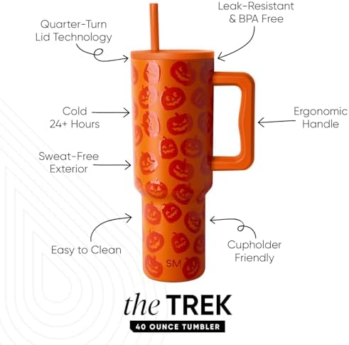 Simple Modern Halloween Tumbler with Handle | 40oz | Pumpkins - Image 3