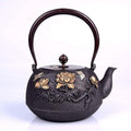 Cast Iron Tetsubin Teapot 1.2L Japanese Iron Kettle With Flower & Butterfly Pattern, Tea Pot by Unknown