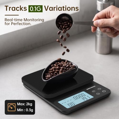 Pour Over Coffee Scale with Timer, Calculat Ratios & Flow Rate Display - Image 3