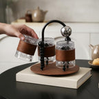 Countertop Cup Holder Stand with Handle Four Vertical Support Posts, Mug Tree with Wood Base, for Kitchen Counter - Image 4