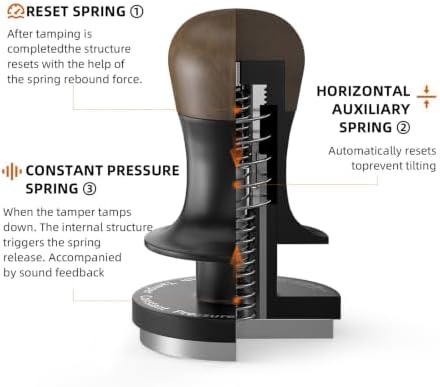 Espresso Coffee Tamper With 3 Spring Loaded Calibrated Espresso Tamper 30lbs Hand Tamper With Sound(51mm Thread) - Image 3