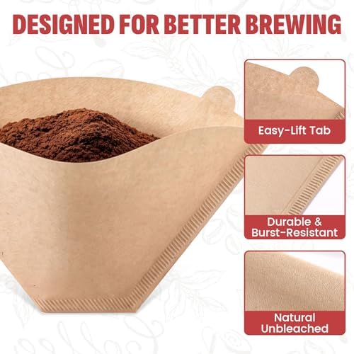 600 Count #4 Cone Coffee Filters, Disposable Unbleached Natural Paper Filters for 8–12 Cup Drip & Pour Over Coffee Makers, Compatible with Ninja & Cuisinart Coffee Makers - Image 3