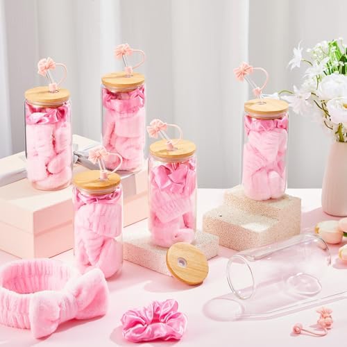 SiliFine 6 Set Pink Bow Birthday Gifts Spa Sleepover Slumber Party Favor - Image 4