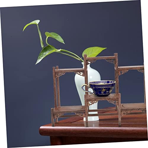 PRETYZOOM Wooden Tea Mug Holder Rack for Coffee and Tea Cups Elegant Display Stand with Chinese Elements for Home Decor Rustic Kitchen Accessory - Image 3