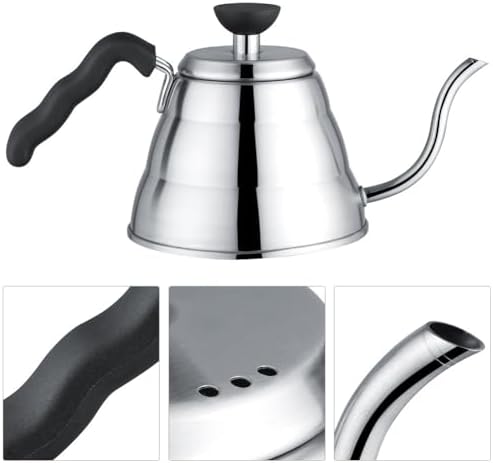1L Stainless Steel Gooseneck Kettle Pour Over Pot Induction Compatible with Slow Flow Spout for Coffee & Tea - Image 3