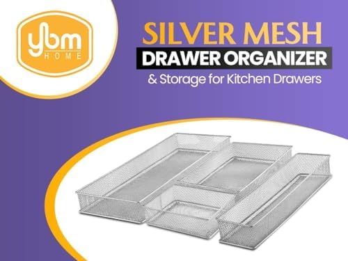 YBM HOME Silver Mesh Drawer Cabinet and or Shelf Organizer Bins, School Supply Holder Office Desktop Organizer Basket (12, 3x12x2 Inch) - Image 3
