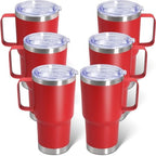 20 oz Tumbler with Handle and Lid Insulated Travel Coffee Mug Red 6P by ATQTQ