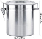 Haofy 2 Pcs Coffee Canister with Clear cover, 51oz Airtight Stainless Steel Kitchen Food Storage Container Vacuum Sealed Storage Jarfor Grounds Coffee Beans Tea Flour Cereal Sugar - Image 5