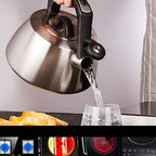 Tea Kettle 3 Liter Stainless Steel Whistling Tea Kettle - Modern Stovetop Whistling Tea Pot Stove Top Water Kettle with Cool Grip Ergonomic Handle Stove Top Whi - Image 2
