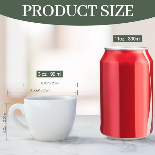 Reallnaive 16 Pcs 3 oz Porcelain Espresso Cup Set White Tiny Ceramic Coffee & Tea Mugs for Cafes Offices Homes and Restaurants - Image 3