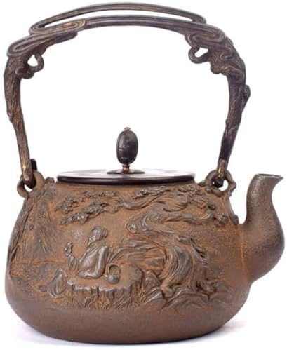 Pure Handmade Cast Iron Teapot 1.4L Uncoated Traditional Kettle For Healthy Tea Brewing & Rust-Resistant Interior by Unknown