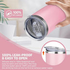20 oz Tumbler with Lids and Straws, Stainless Steel Insulated Travel Coffee Mug, Double Wall Vacuum Insulated Tumblers, Powder Coated Coffee Tumbler for Cold & Hot Drinks (Pink, 4 Pack) - Image 5