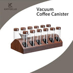 12-Piece Vacuum Coffee Canister Set with Wooden Holder & Funnel – Airtight Glass Jars for Coffee Beans, Tea, Snacks (Walnut Wood Stand) - Image 7