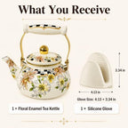 2.5L Floral Enamel Tea Kettle for Stovetop, No Whistling - Image 6