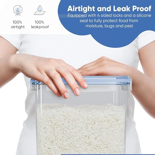 Chef's Path Extra Large Airtight Food Storage Containers with Blue Lid Color, Pack of 4, Kitchen and Pantry Canisters for Flour, Sugar, and Baking Supplies, Includes Measuring Spoons, Labels, and Pen - Image 6
