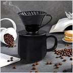 Ceramic Coffee Dripper Spiral Style Reusable Pour Over Maker With Detachable Stand For 1-2 Cups - Drip Filter Cup(Black Coffee Cup) - Image 3