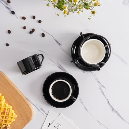 2.5 OZ Porcelain Stackable Espresso Cups and Metal Stand Set of 4 - Image 4