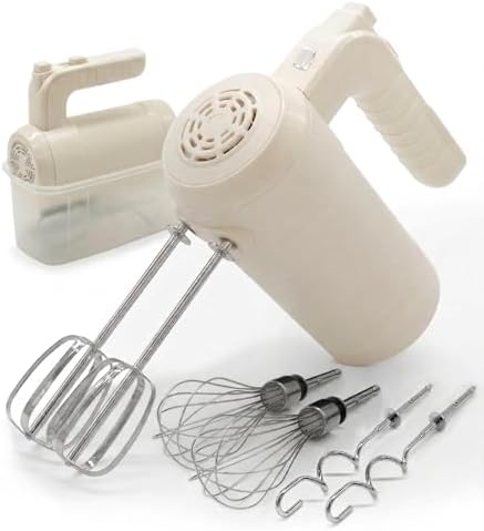 WILLOW Eco Series Electric Hand Mixer, 5 Speed Ultra Power Handheld Mixer with Stainless Steel Whisks, Beaters & Dough Hooks + Eject Button, 350W Kitchen Mixer with Snap-On Storage Case - WHITE by WILLOWKITCHEN
