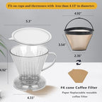 Coffee Dripper with Reusable Coffee Filter #4 Tea Infuser for Loose Leaf Tea Steeper Large 18 oz BPA Free Dishwasher Safe (CLEAR) - Image 4