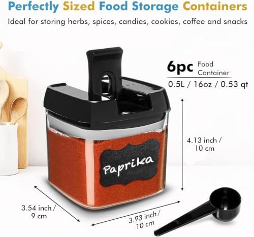 Shazo 6PC (0.5L, 2.1 Cup, 17oz) Airtight Food Storage Containers + 6 Spoons - Image 3