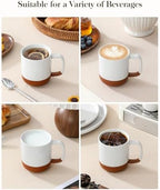 MALACASA Ceramic 11oz Coffee Mugs Set of 6, Khaki White - Image 5