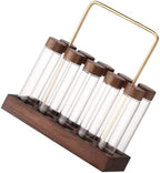 Glass Coffee Bean Storage Tube and Threaded Lid with Wooden Stand Display by Zerodeko